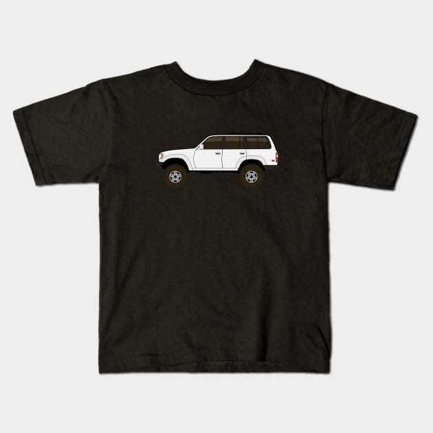 fj80 Land Cruiser white Kids T-Shirt by -oddlyeven-